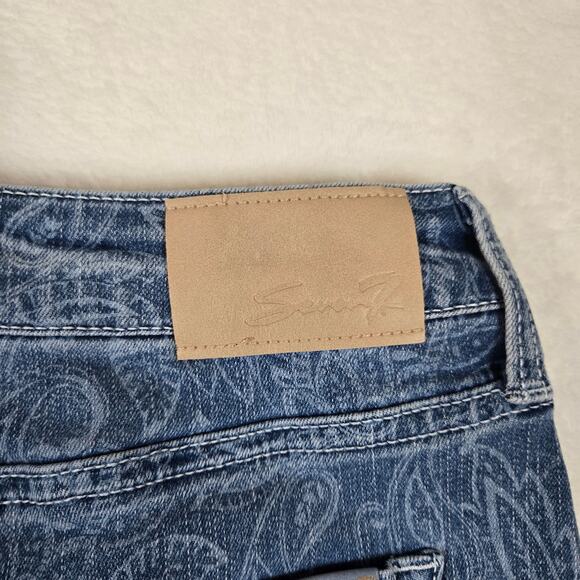 Seven7 Delancy Denim Skirt Pleated Paisley Womens 4 Mini Skirt 0746 - Picture 8 of 9